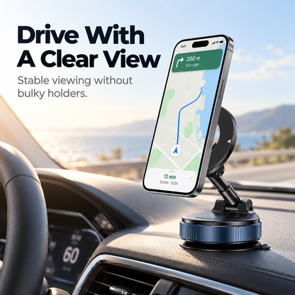 360° Foldable Magnetic Car Phone Mount – Adjustable Suction Holder