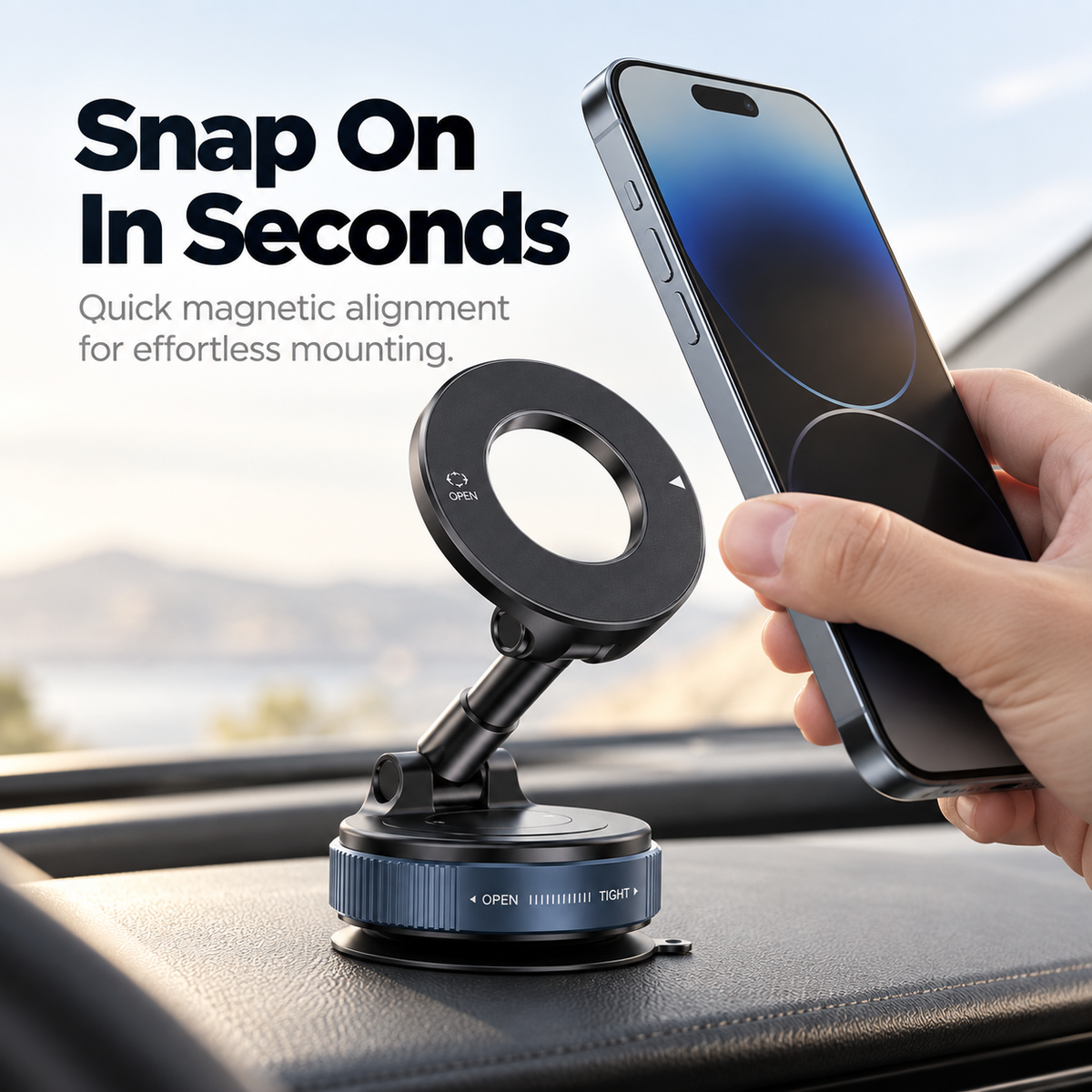 360° Foldable Magnetic Car Phone Mount – Adjustable Suction Holder