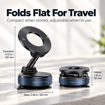 360° Foldable Magnetic Car Phone Mount – Adjustable Suction Holder