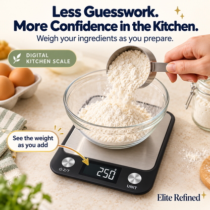 Stainless Steel Digital Kitchen Scale for Baking & Coffee