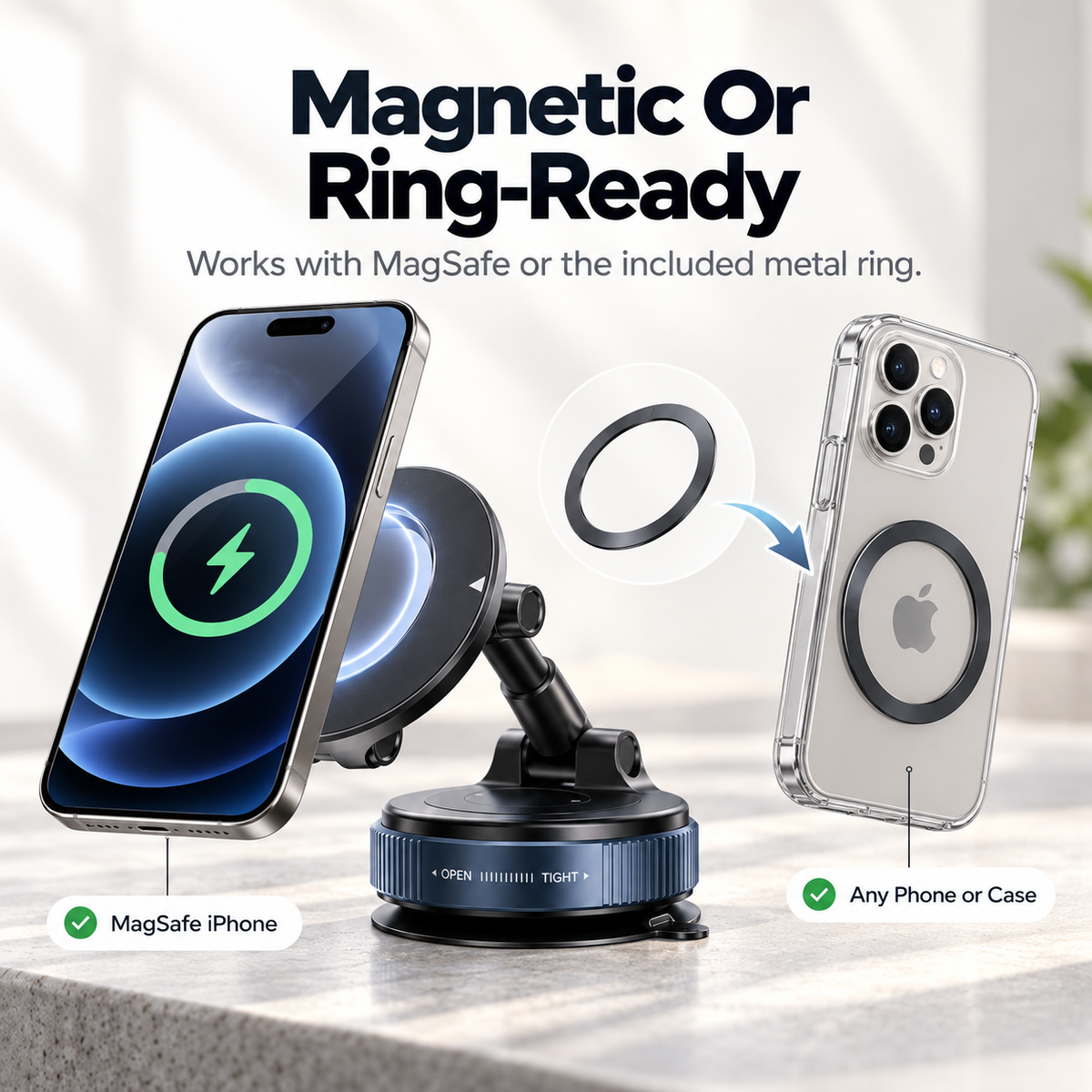 360° Foldable Magnetic Car Phone Mount – Adjustable Suction Holder