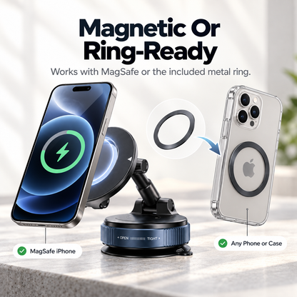 360° Foldable Magnetic Car Phone Mount – Adjustable Suction Holder