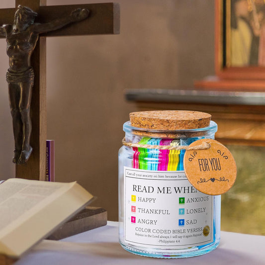 Bible Verse Jar – “Read Me When” (100 Color-Coded Scriptures)