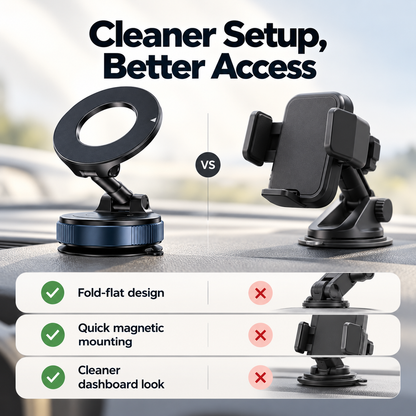 360° Foldable Magnetic Car Phone Mount – Adjustable Suction Holder