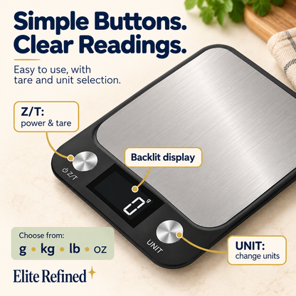 Stainless Steel Digital Kitchen Scale for Baking & Coffee