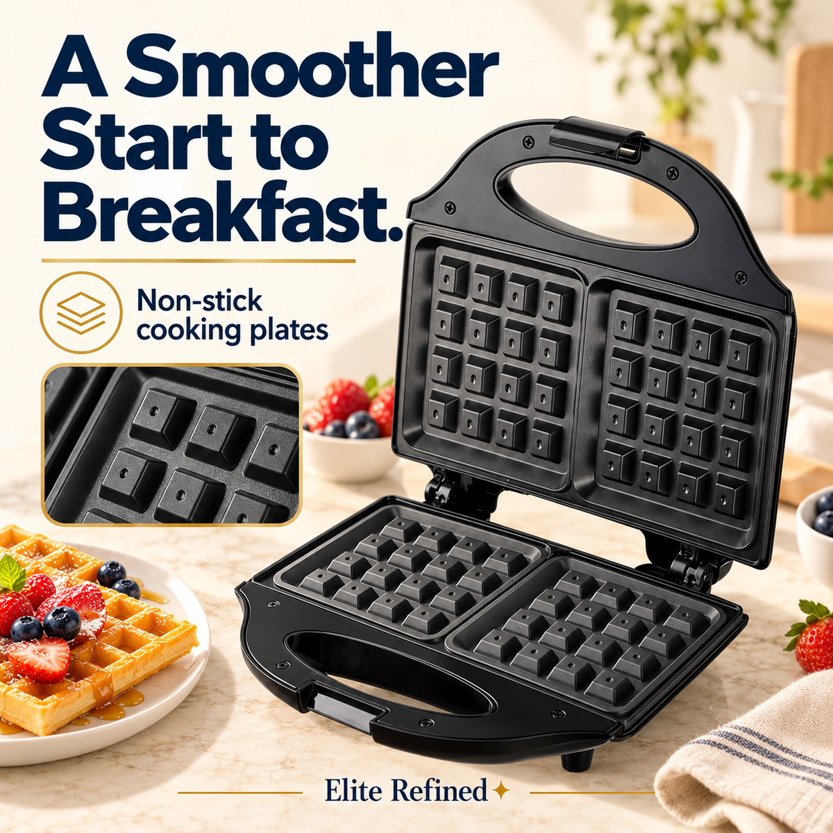 Mini Electric Waffle Maker for Quick Breakfast Treats