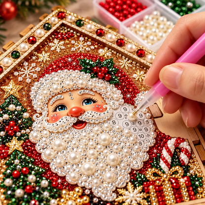 3D Christmas Wooden House Pearl & Rhinestone Art Kit