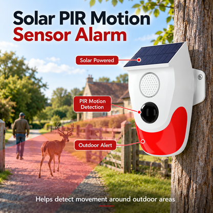 Solar PIR Motion Sensor Outdoor Alarm Warning Light