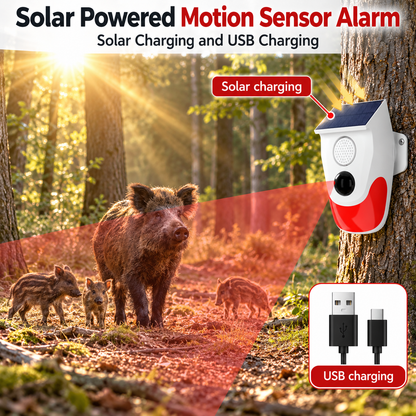 Solar PIR Motion Sensor Outdoor Alarm Warning Light