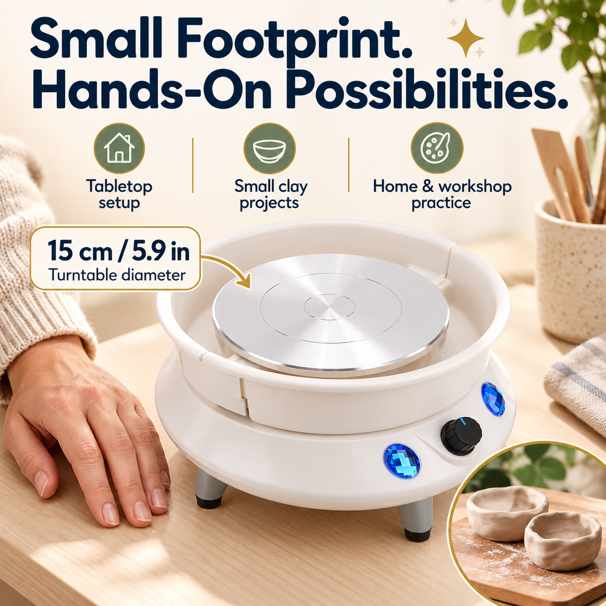 200 RPM Mini Electric Pottery Wheel for DIY Clay Crafts