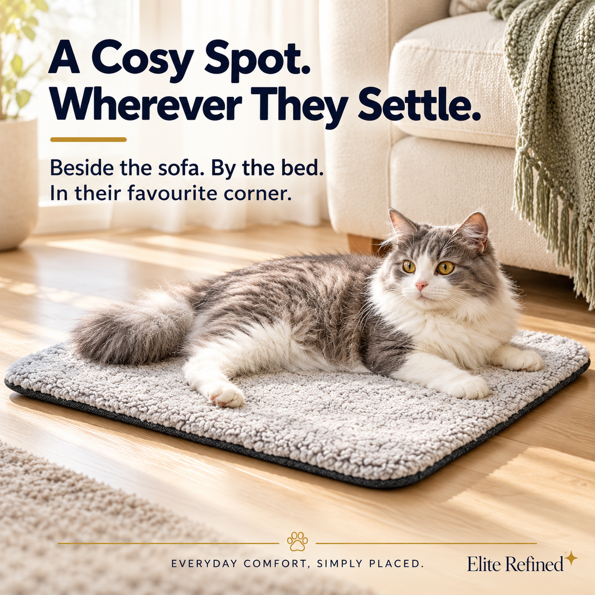 Self-Warming Thermal Pet Mat for Cats & Small Dogs