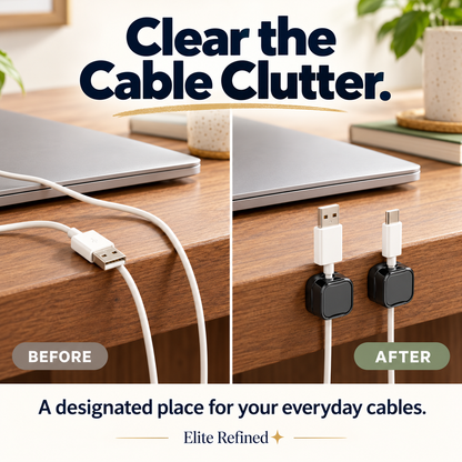 Self-Adhesive Magnetic Cable Organizer Clips for Desk (12 Pcs)