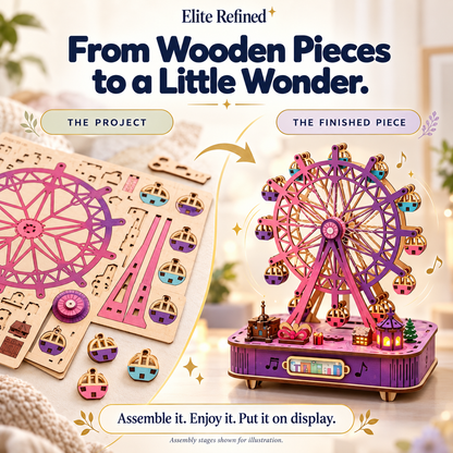 LED Ferris Wheel Wooden 3D Puzzle Music Box DIY Kit
