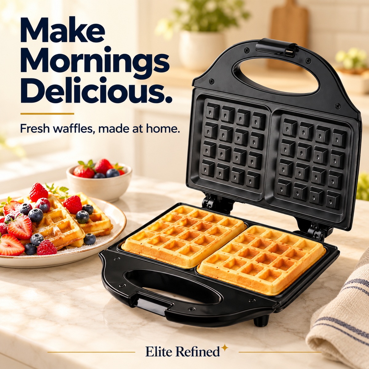 Mini Electric Waffle Maker for Quick Breakfast Treats