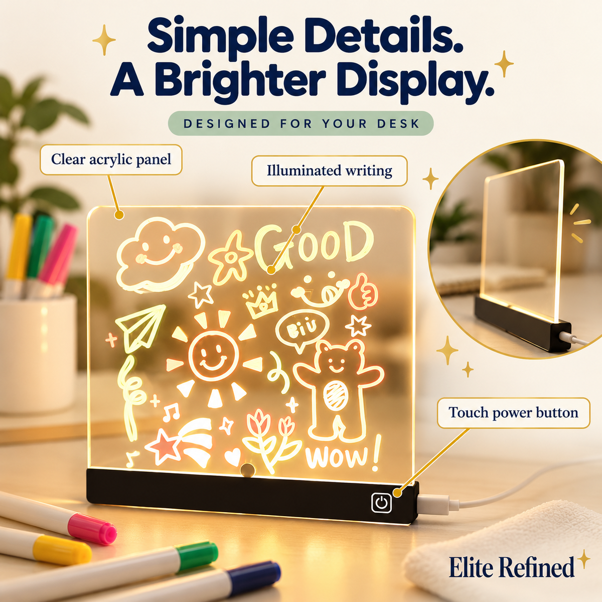 LED Light-Up Drawing Board for Kids — Reusable Glow Art