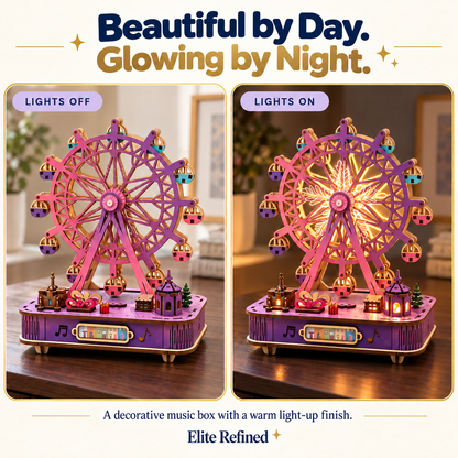 LED Ferris Wheel Wooden 3D Puzzle Music Box DIY Kit