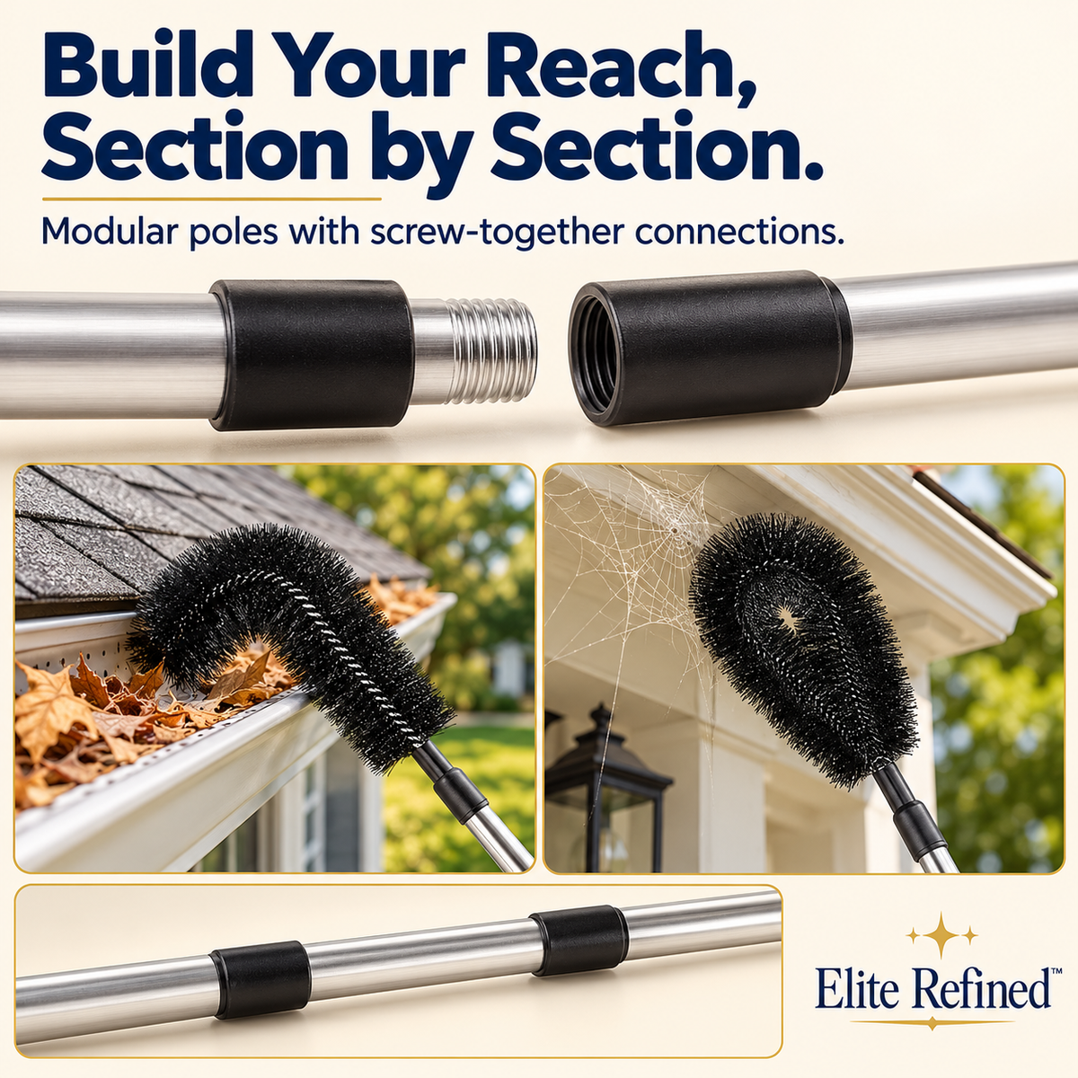 Adjustable Gutter Cleaning Wand & Brush Tool