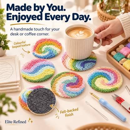 6-Piece Floral Punch-Needle Embroidery Coaster DIY Kit