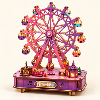 LED Ferris Wheel Wooden 3D Puzzle Music Box DIY Kit