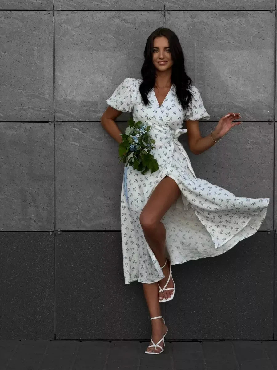 Liora Cotton V-Neck Maxi Dress