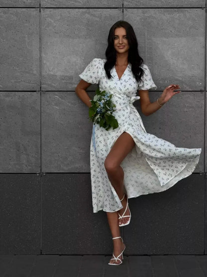 Liora Cotton V-Neck Maxi Dress