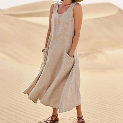 Avery Sleeveless Pocket Midi Dress