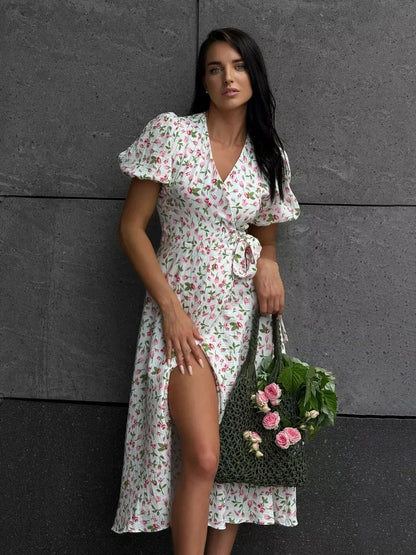 Liora Cotton V-Neck Maxi Dress