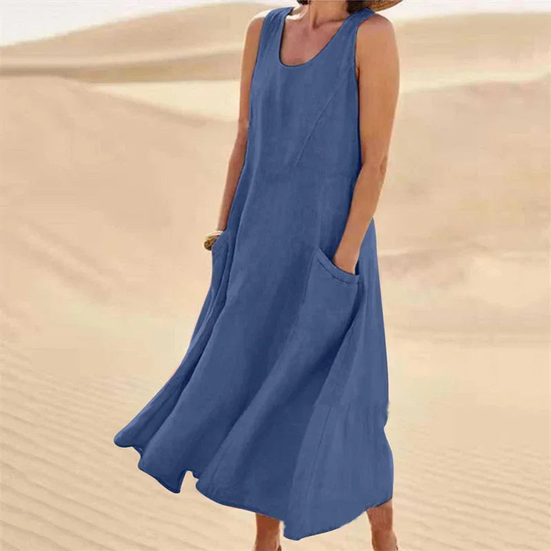 Avery Sleeveless Pocket Midi Dress
