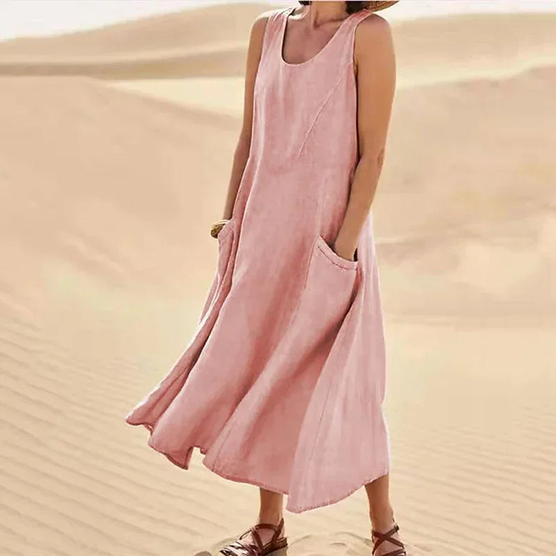 Avery Sleeveless Pocket Midi Dress