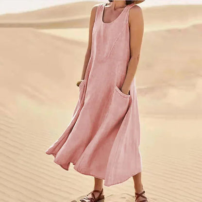 Avery Sleeveless Pocket Midi Dress