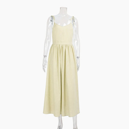Amara Cotton-Linen V-Neck Midi Dress