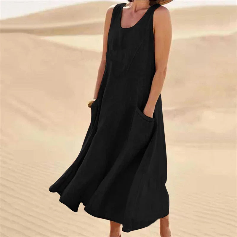Avery Sleeveless Pocket Midi Dress
