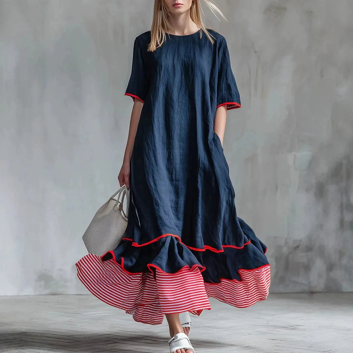 Marina Striped Patchwork Maxi Dress