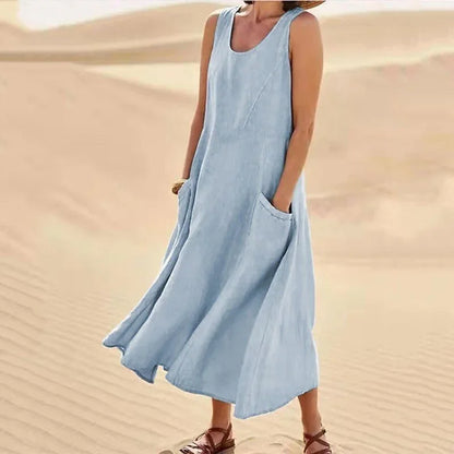 Avery Sleeveless Pocket Midi Dress