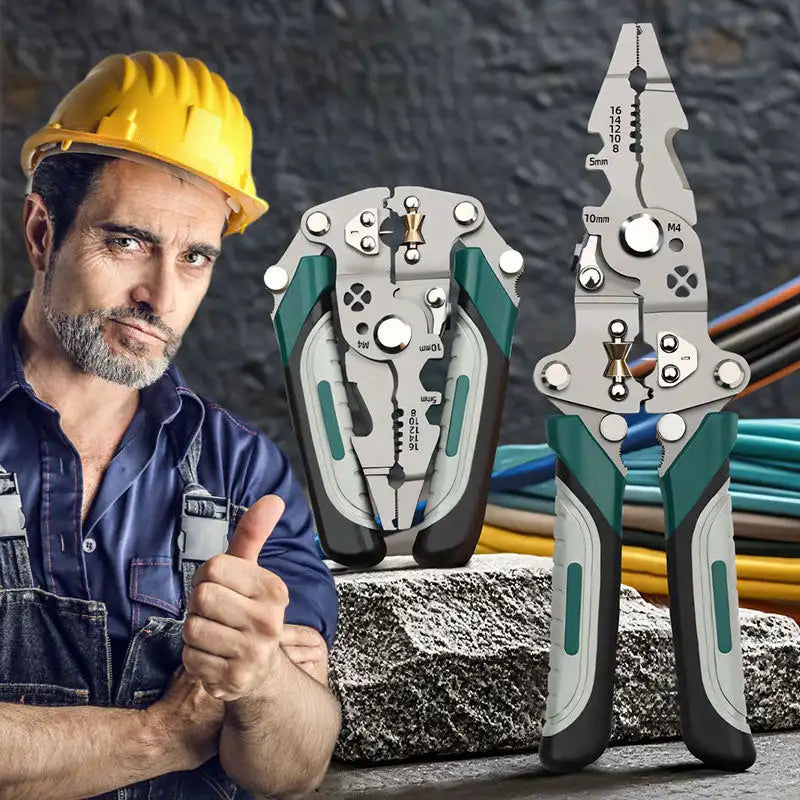 Multifunctional Foldable Wire Stripper, Cutter, and Crimper Tool