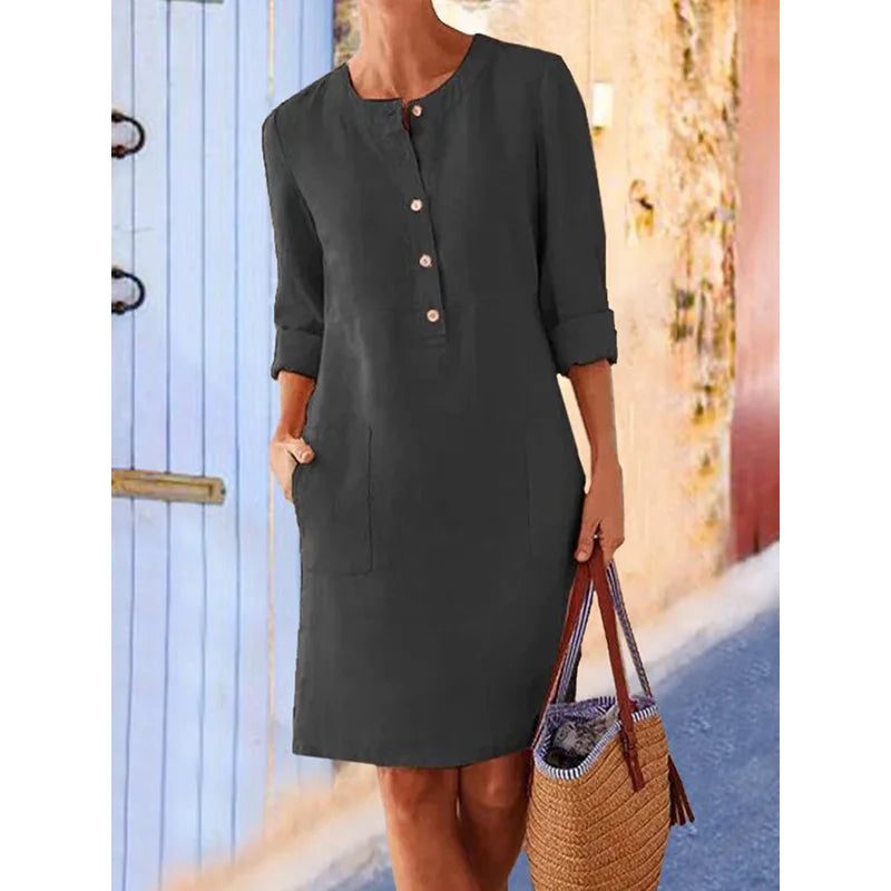 Harper Vintage Button Tunic Dress