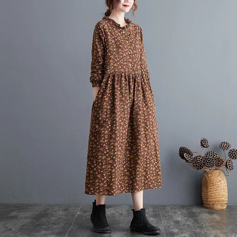 Florence Floral Cotton-Linen Maxi Dress