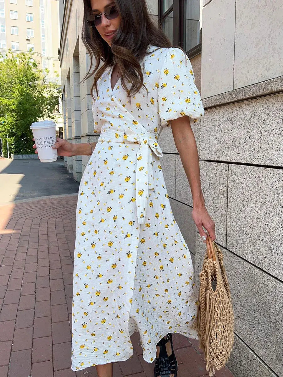 Liora Cotton V-Neck Maxi Dress