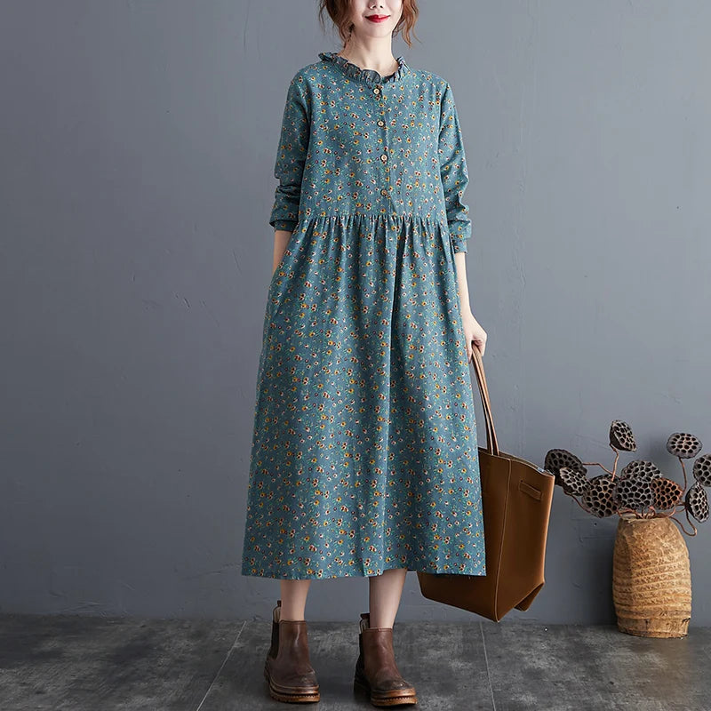 Florence Floral Cotton-Linen Maxi Dress