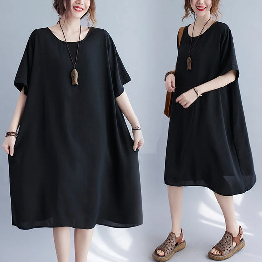June Relaxed Cotton Midi Dress