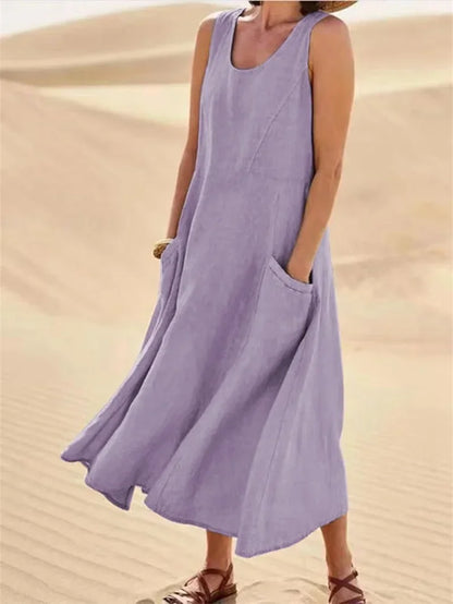 Avery Sleeveless Pocket Midi Dress