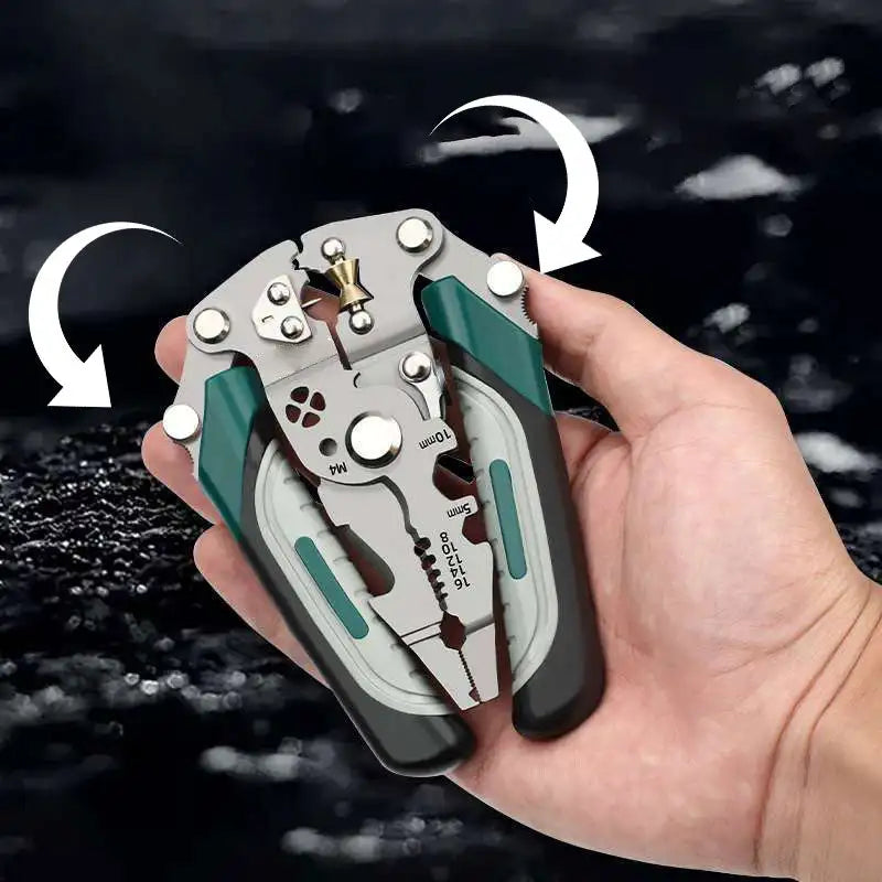 Multifunctional Foldable Wire Stripper, Cutter, and Crimper Tool