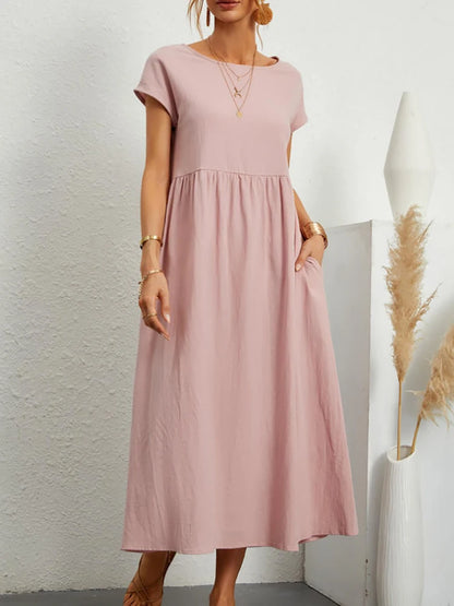 Marlow Cotton-Linen Pocket Midi Dress