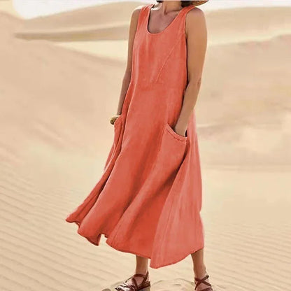 Avery Sleeveless Pocket Midi Dress