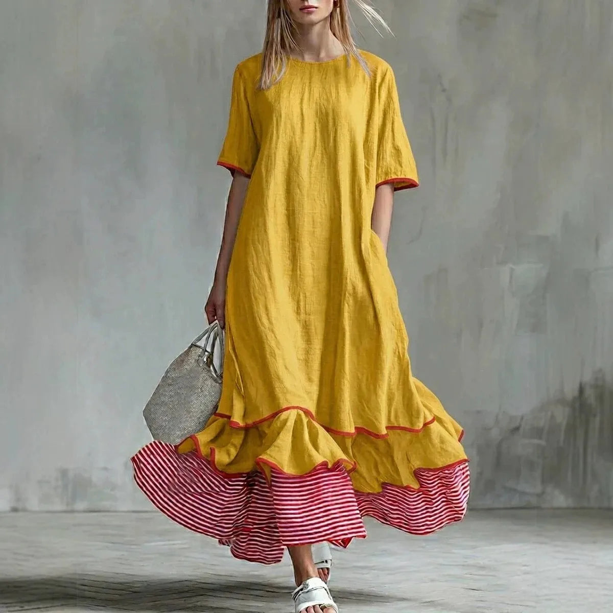 Marina Striped Patchwork Maxi Dress