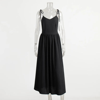 Amara Cotton-Linen V-Neck Midi Dress