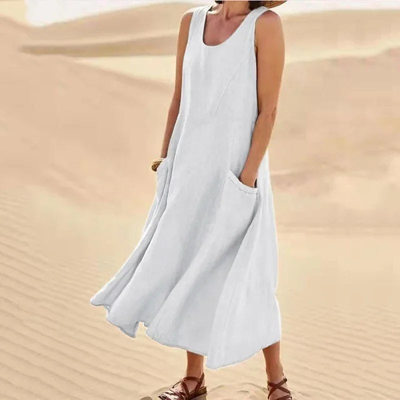 Avery Sleeveless Pocket Midi Dress