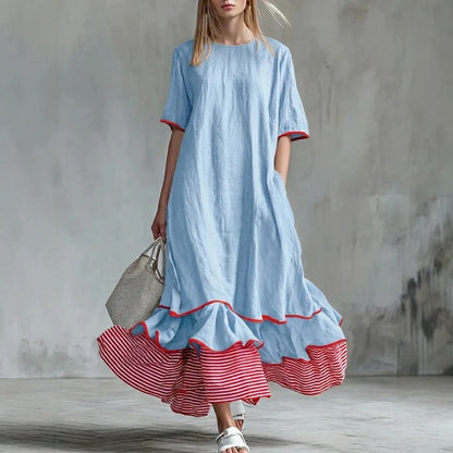 Marina Striped Patchwork Maxi Dress