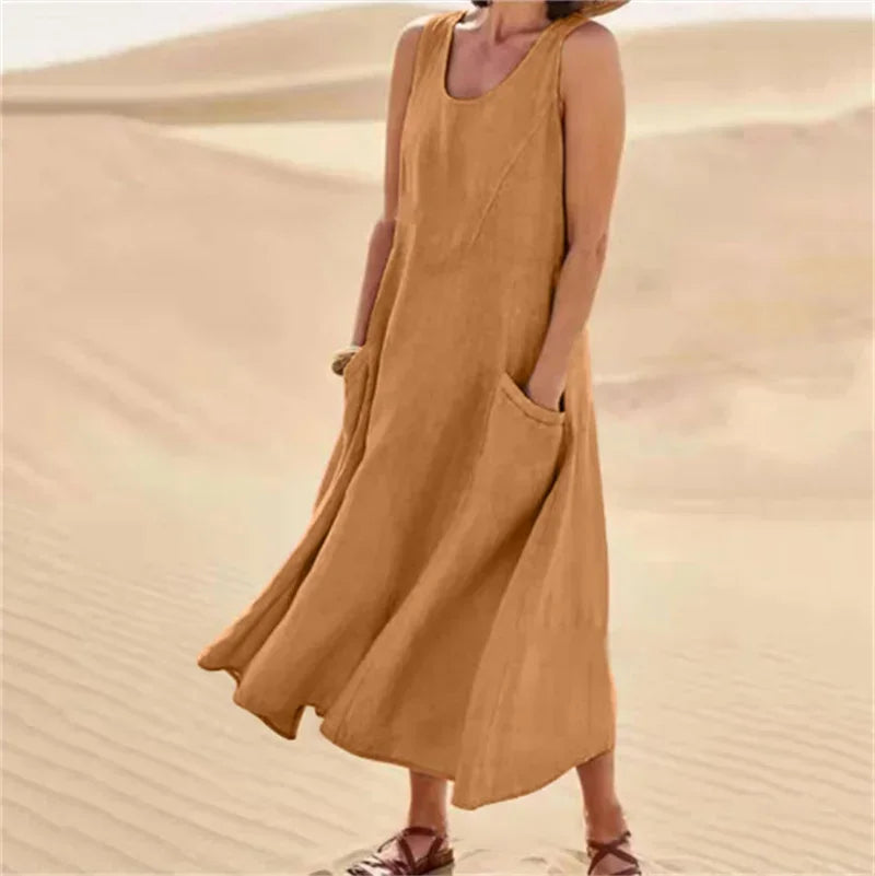 Avery Sleeveless Pocket Midi Dress