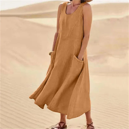 Avery Sleeveless Pocket Midi Dress